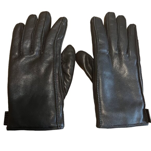 GUCCI: Black,  Leather & Logo Glove #1375 - Picture 2 of 8